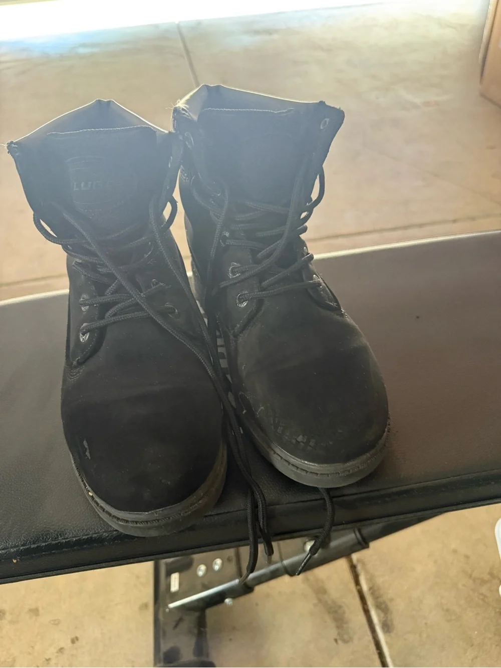 Lugz Black Lace-Up Rugged Work Boots